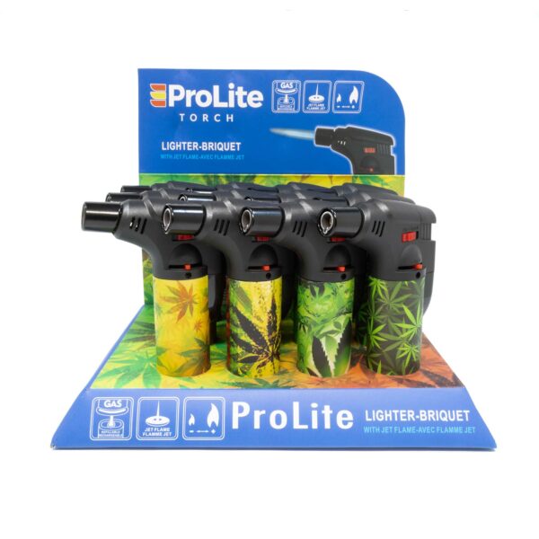 12 pack compact torch lighter in variety of leaf colors suitable for indoor and outdoor use.