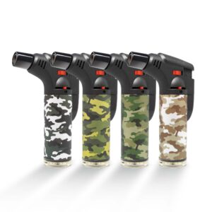 Compact torch lighter in variety of army colors suitable for indoor and outdoor use