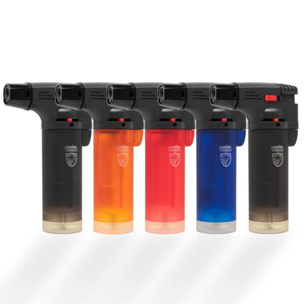 5 Pack Butane Torch Lighter Black Red Blue Orange