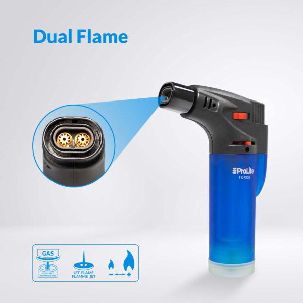 Double Torch Lighter Butane Refillable, Adjustable Jet Flame, Windproof,Safety Lock,With Fuel, For Indoors and Outdoors, Black Blue Red Orange 4 Pack - Image 4