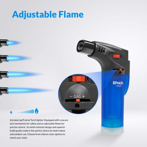 Double Torch Lighter Butane Refillable, Adjustable Jet Flame, Windproof,Safety Lock,With Fuel, For Indoors and Outdoors, Black Blue Red Orange 4 Pack - Image 3