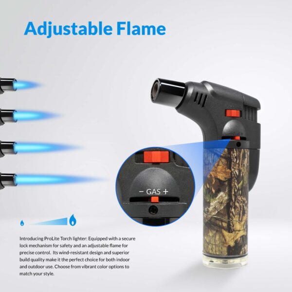 ProLite Torch Lighter Butane Refillable, Adjustable Jet Flame, Powerful Windproof, Safety Lock, For Indoors and Outdoors, Hunter Set 4 Pack - Image 3