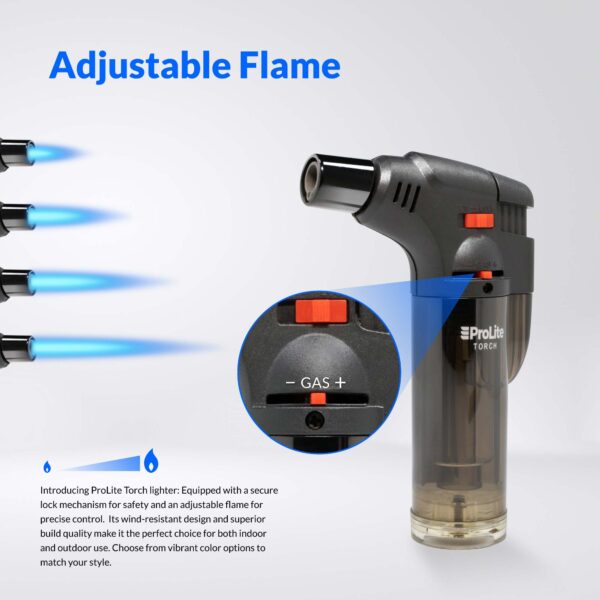 Prolite torch lighter with adjustable flame feature