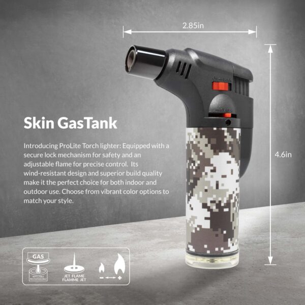 ProLite Torch Lighter Butane Refillable, Adjustable Jet, Camou Design - Image 7