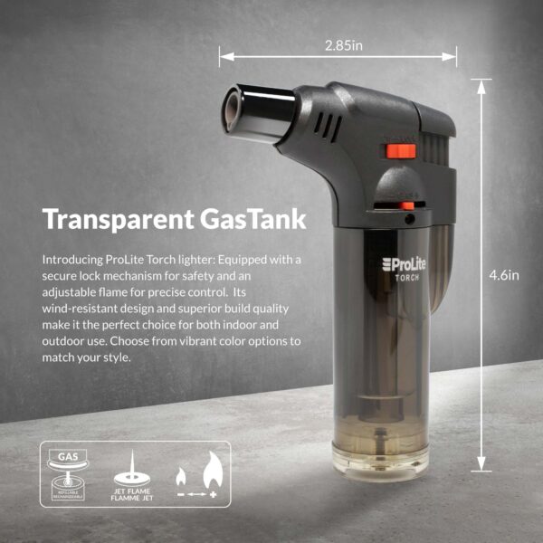 Dimensions of Prolite butane refillable torch lighter