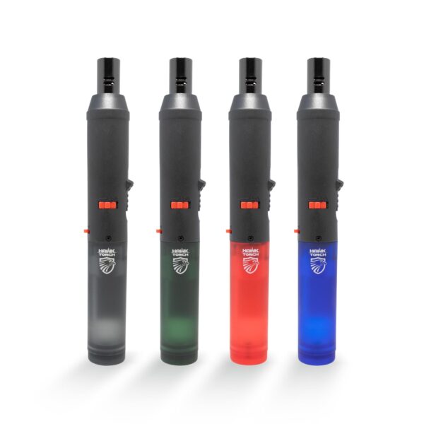 4 pack Hawk torch lighter in black red blue green