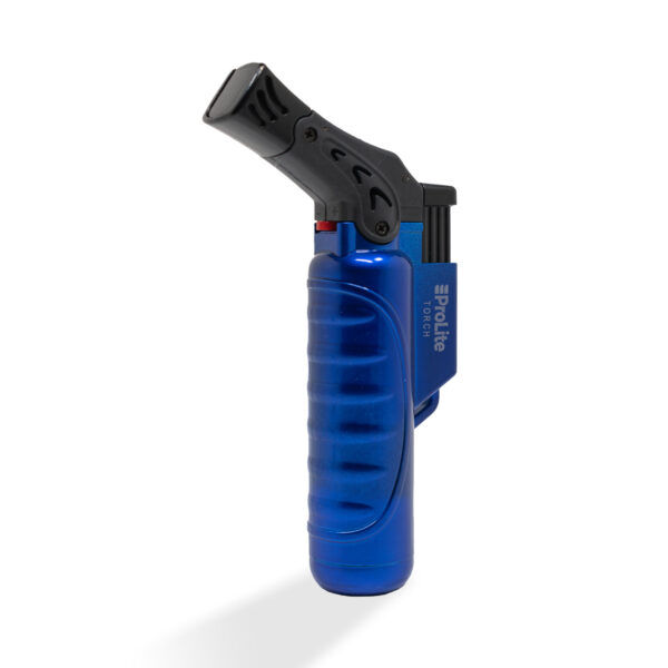 A single turbo torch lighter in metalic blue color with refillable gas tank