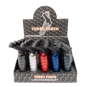 20 pack turbo torch lighter in metalic black silver red blue black colors with refillable butane tank