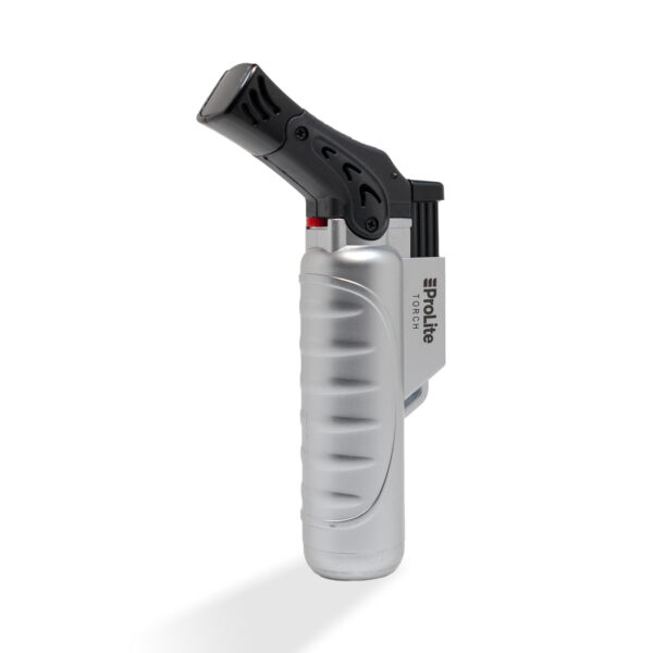 A single turbo torch lighter in metalic silver color with refillable butane tank